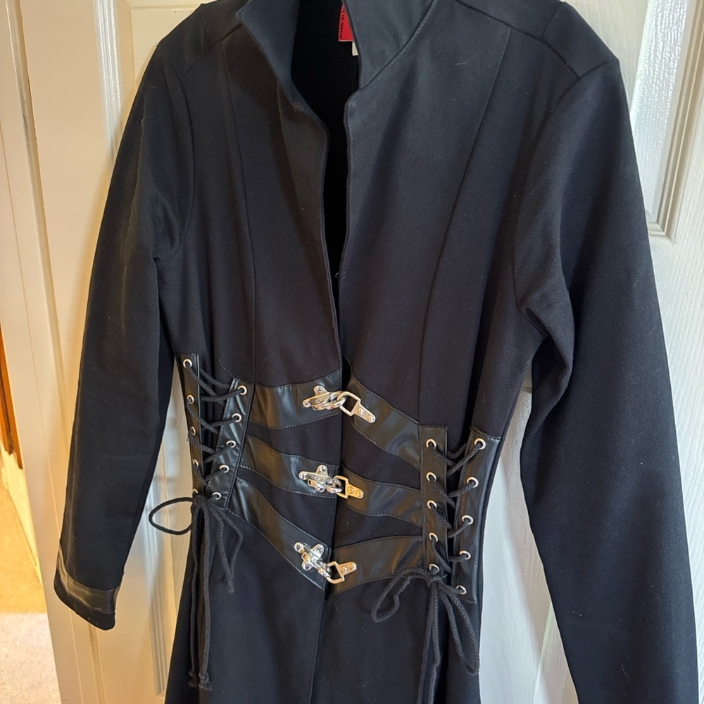 Redballs, Goth Emo Canvas Trench Coat Matrix NEO  Trinity women S - Picture 2 of 16